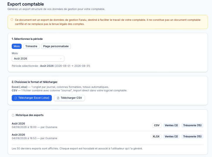 Export comptable SYSCOHADA